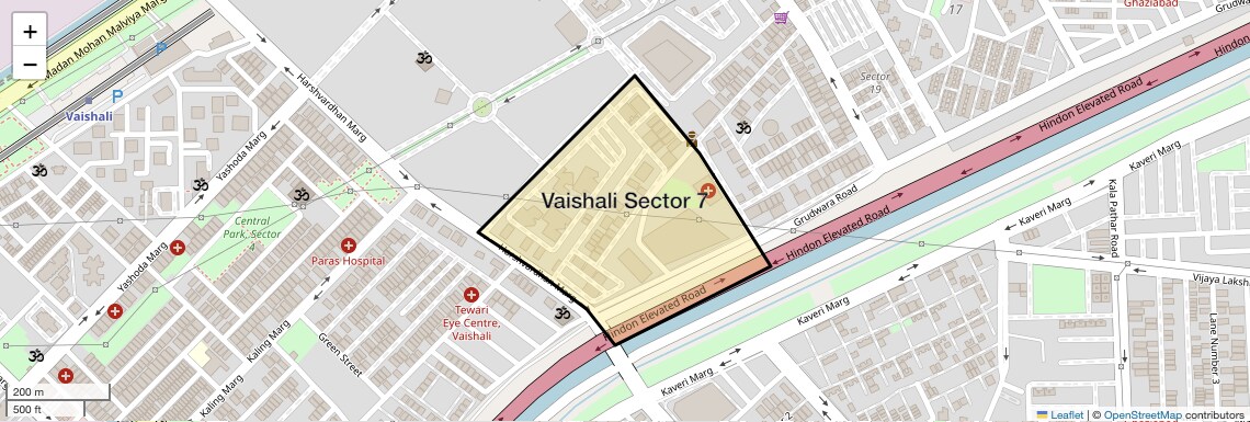 Location Map of Vaishali Sector 7, Ghaziabad