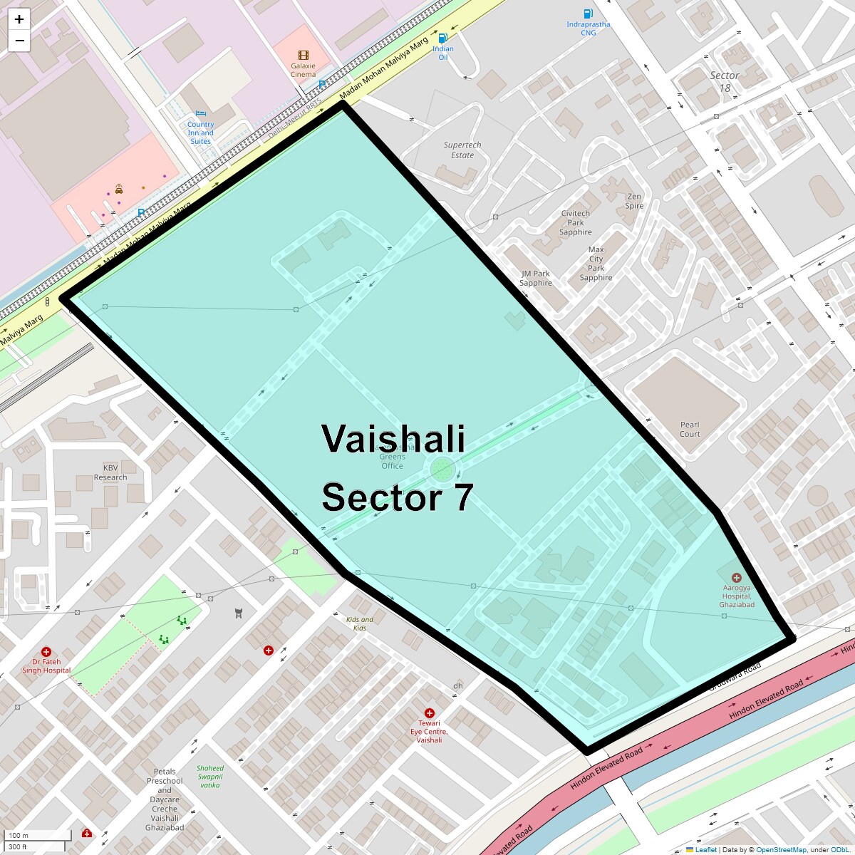 Location Map of Vaishali Sector 7, Ghaziabad