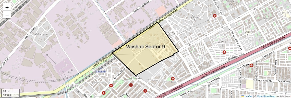 Location Map of Vaishali Sector 9, Ghaziabad