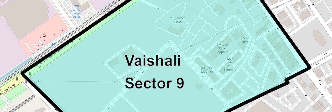 Location Map of Vaishali Sector 9, Ghaziabad
