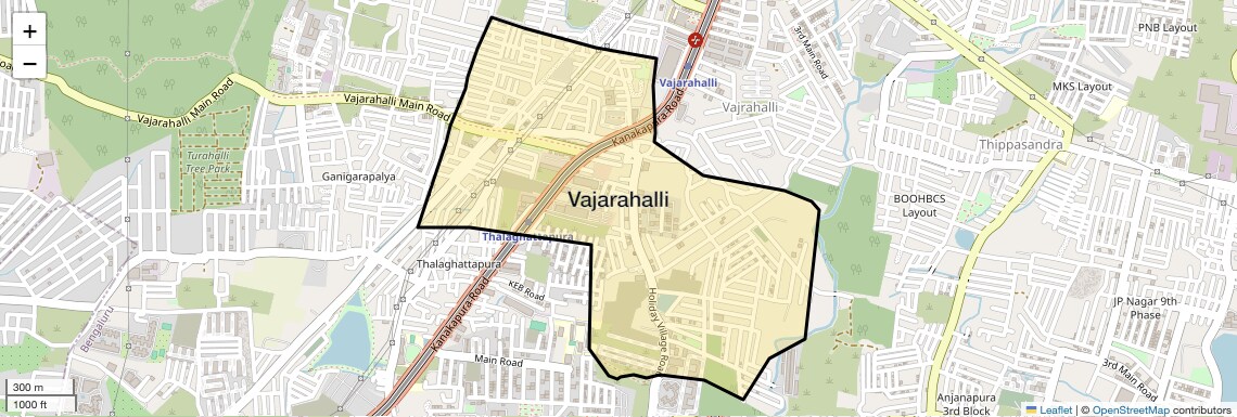 Location Map of Vajarahalli, Bangalore