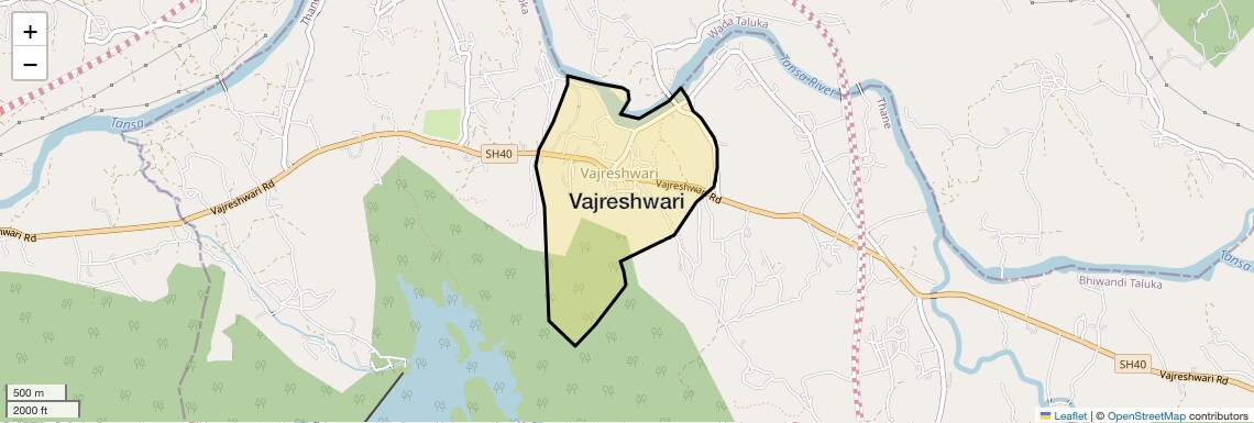 Location Map of Vajreshwari, Thane