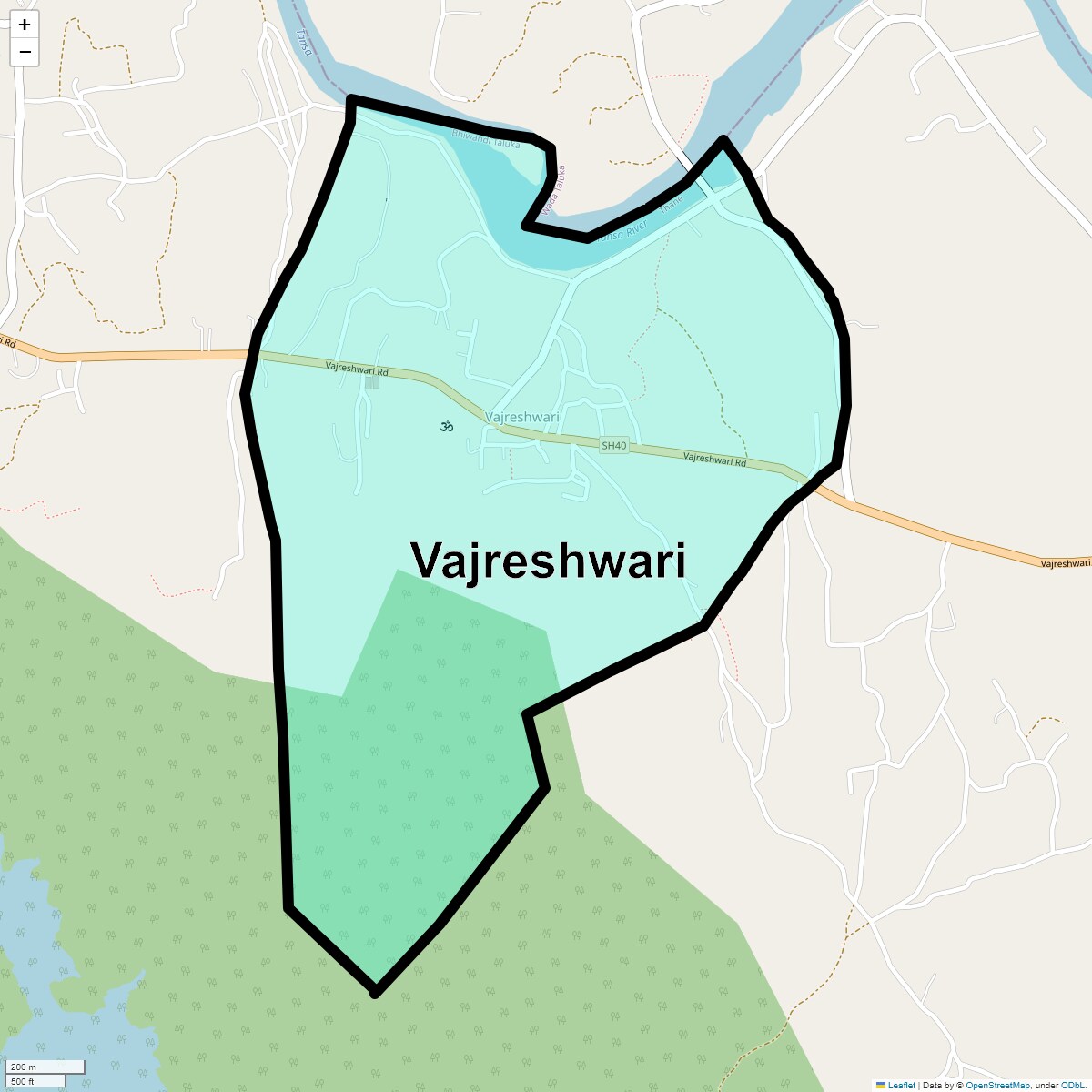 Location Map of Vajreshwari, Thane
