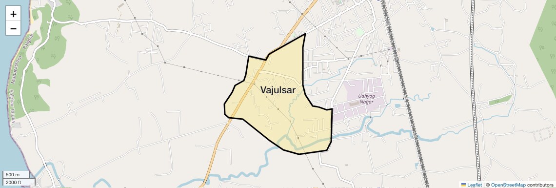 Location Map of Vajulsar, Palghar
