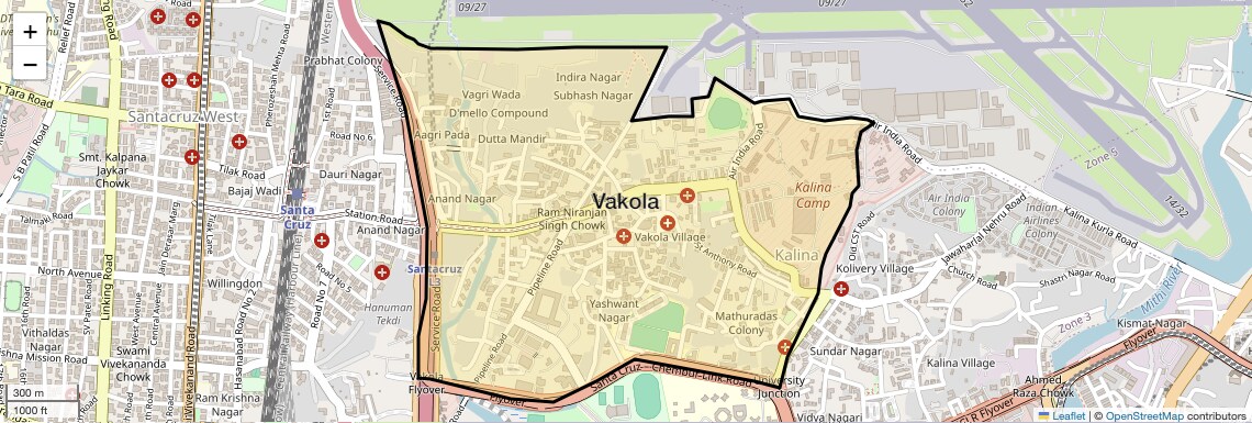 Location Map of Vakola, Mumbai