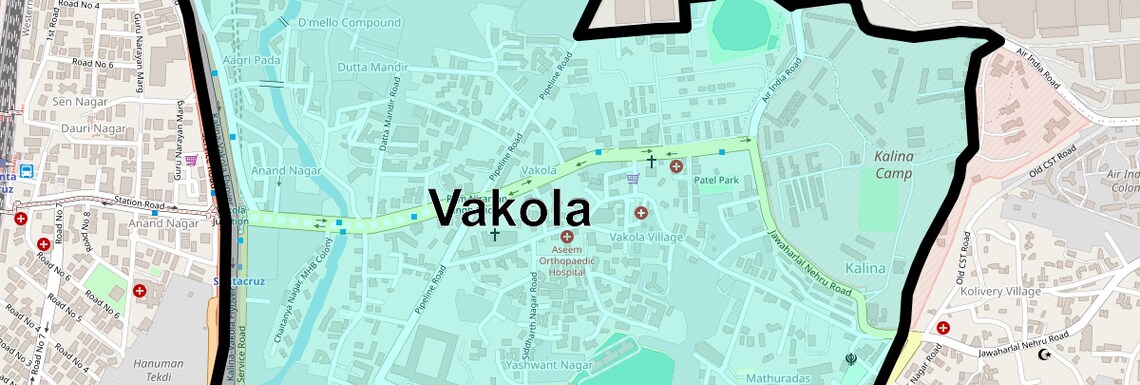 Location Map of Vakola, Mumbai
