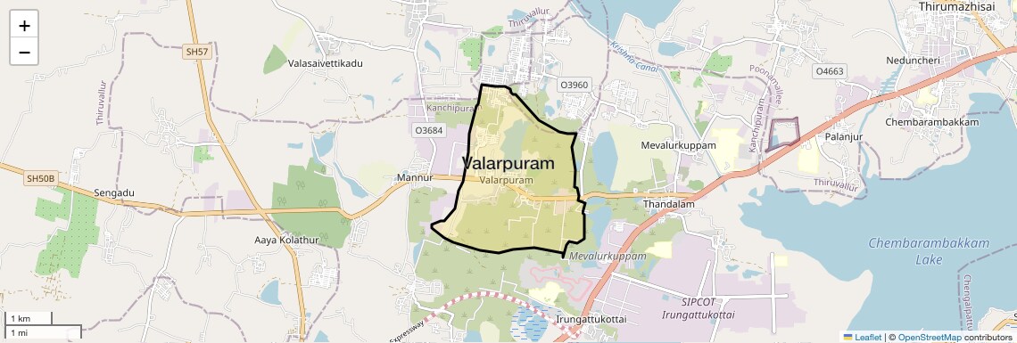 Location Map of Valarpuram, Chennai