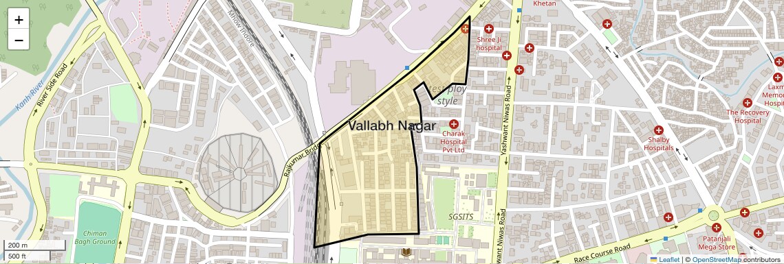 Location Map of Vallabh Nagar, Indore