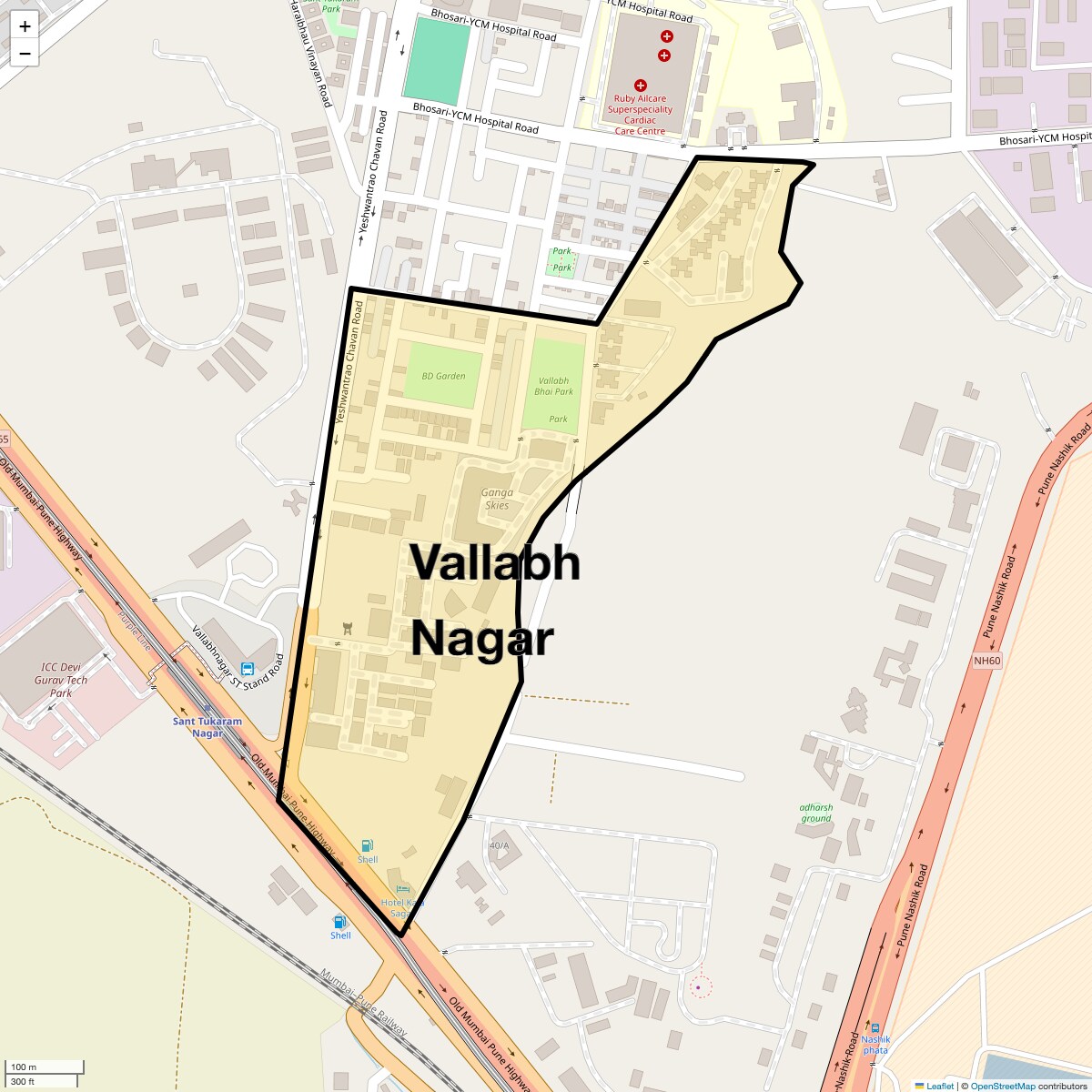 Location Map of Vallabh Nagar, Pune