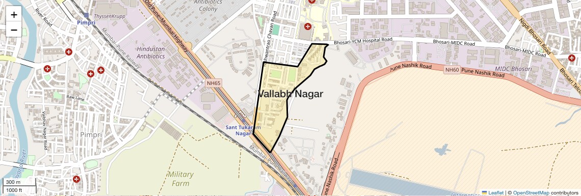 Location Map of Vallabh Nagar, Pune