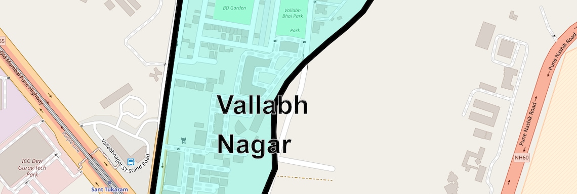 Location Map of Vallabh Nagar, Pune