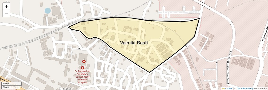 Location Map of Valmiki Basti, Pune
