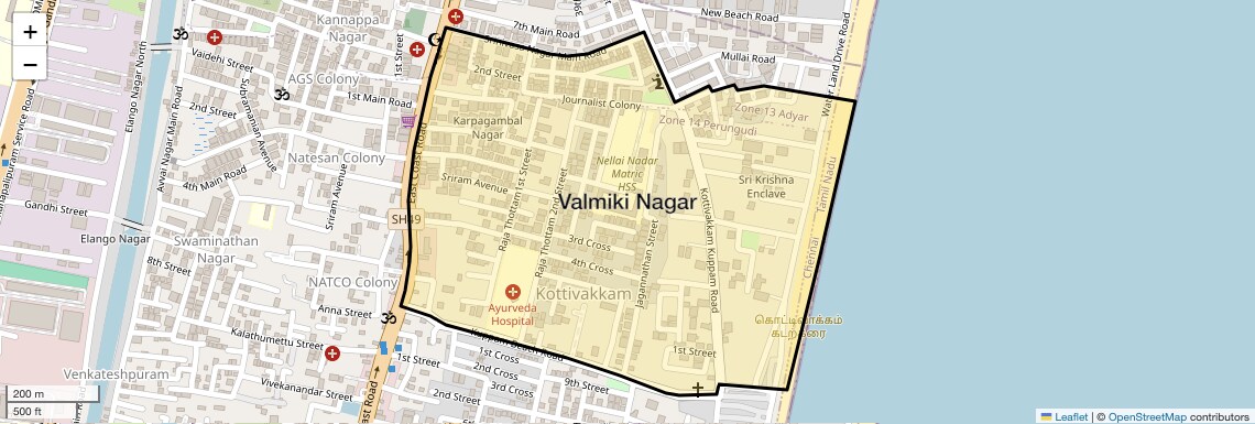 Location Map of Valmiki Nagar, Chennai