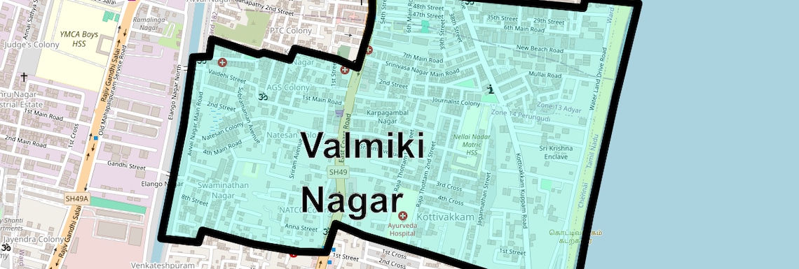 Location Map of Valmiki Nagar, Chennai