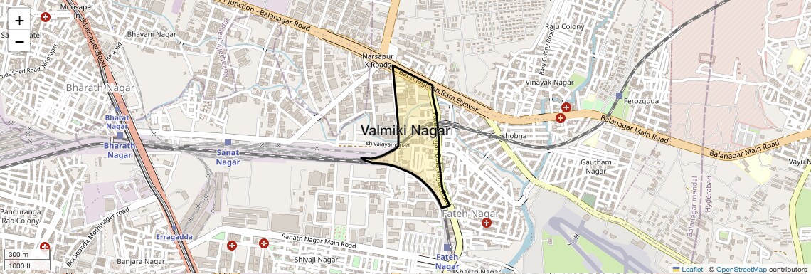 Location Map of Valmiki Nagar, Hyderabad
