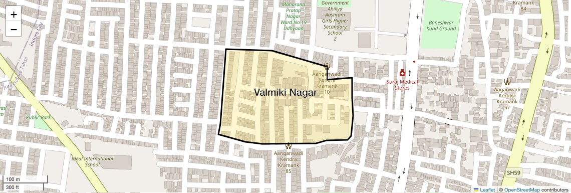 Location Map of Valmiki Nagar, Indore