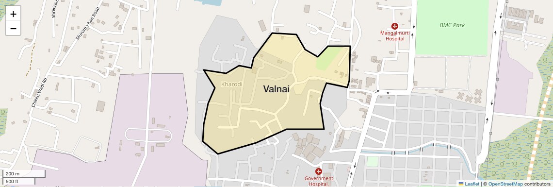 Location Map of Valnai, Mumbai