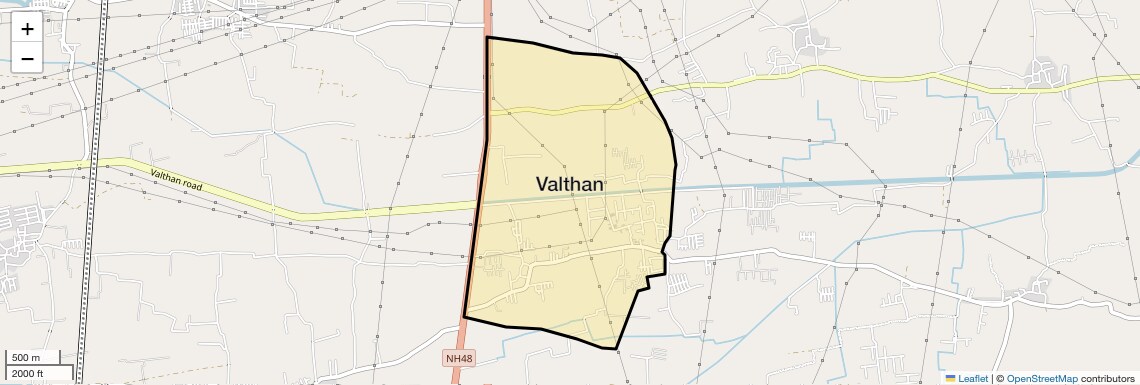 Location Map of Valthan, Surat