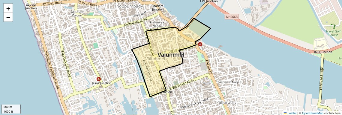 Location Map of Valummel, Kochi