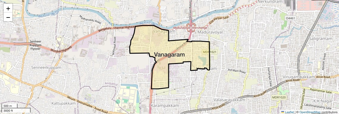 Location Map of Vanagaram, Chennai