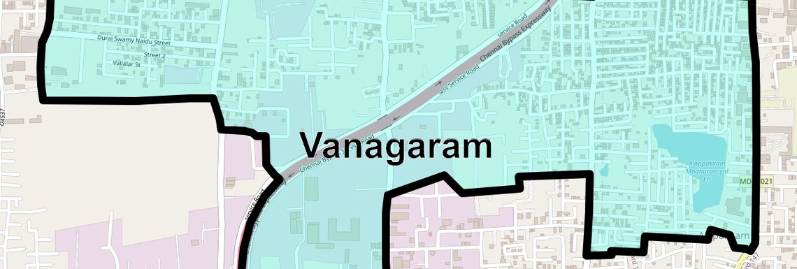 Location Map of Vanagaram, Chennai