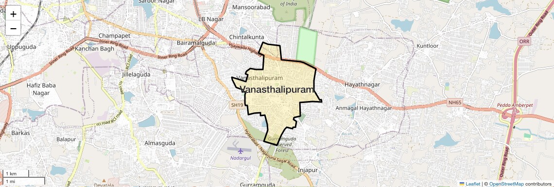 Location Map of Vanasthalipuram, Hyderabad