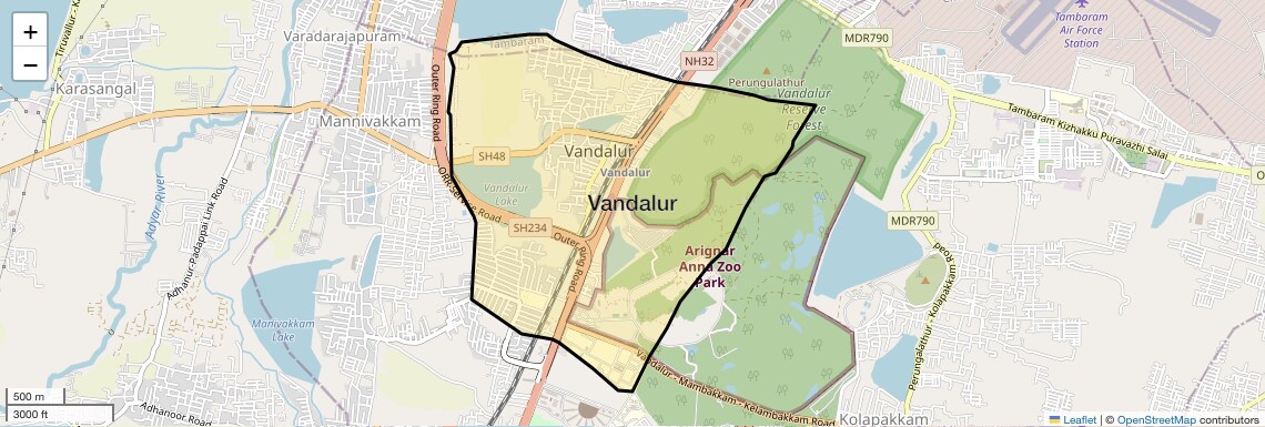 Location Map of Vandalur, Chennai