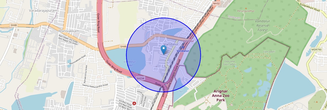 Location Map of Vandalur, Chennai
