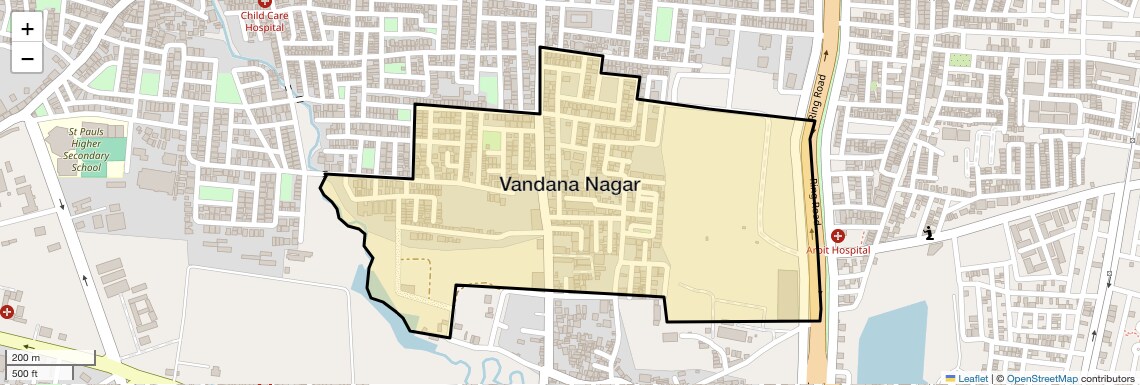 Location Map of Vandana Nagar, Indore
