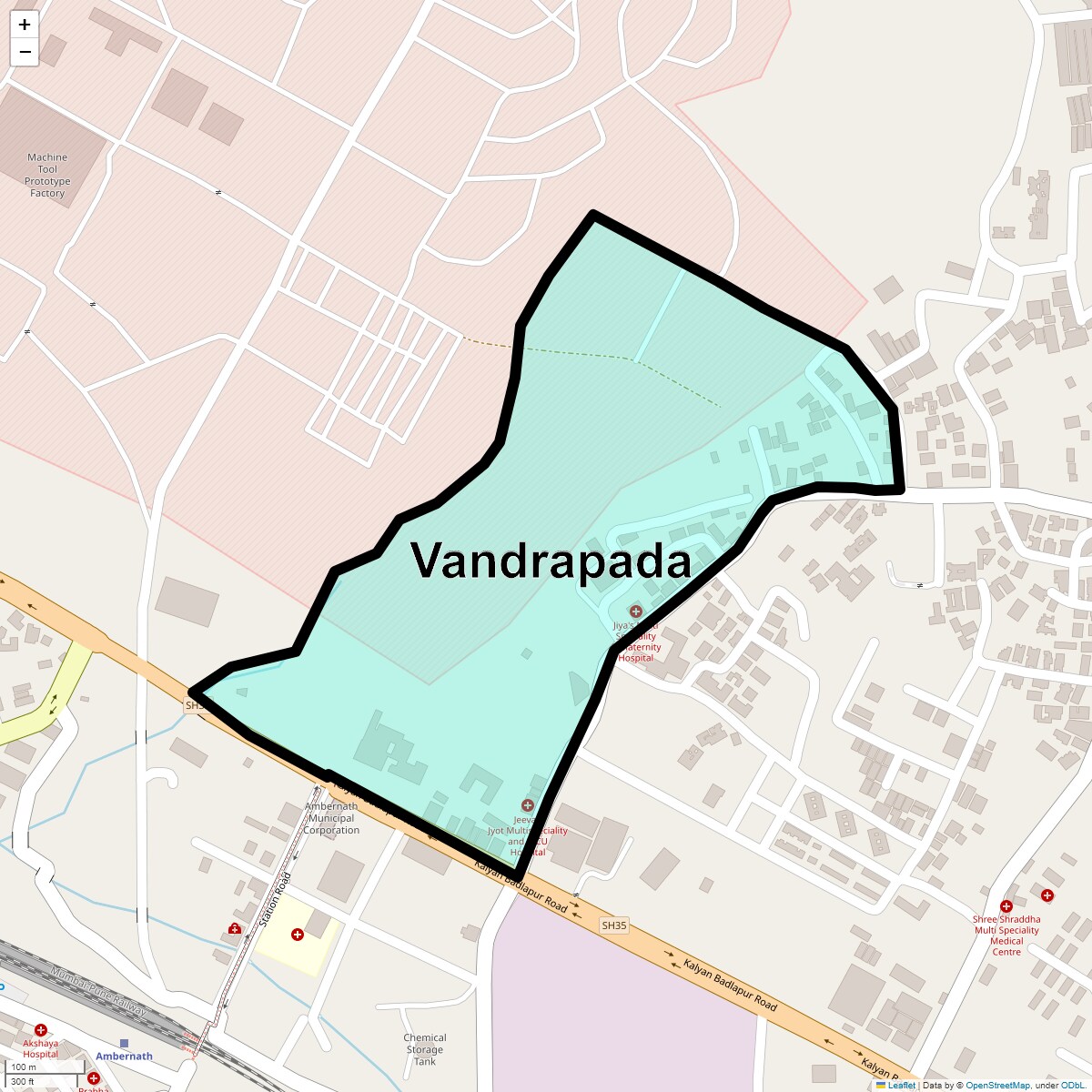 Location Map of Vandrapada, Thane