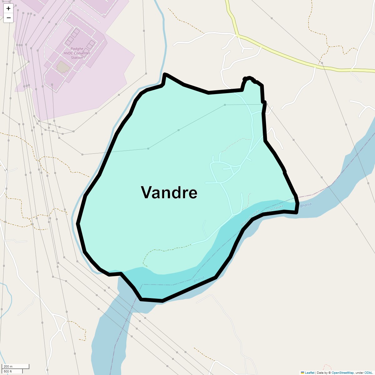Location Map of Vandre, Thane