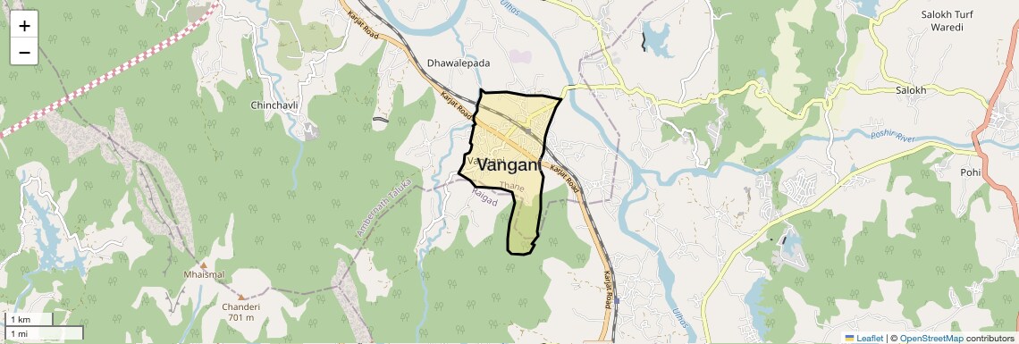 Location Map of Vangani, Thane