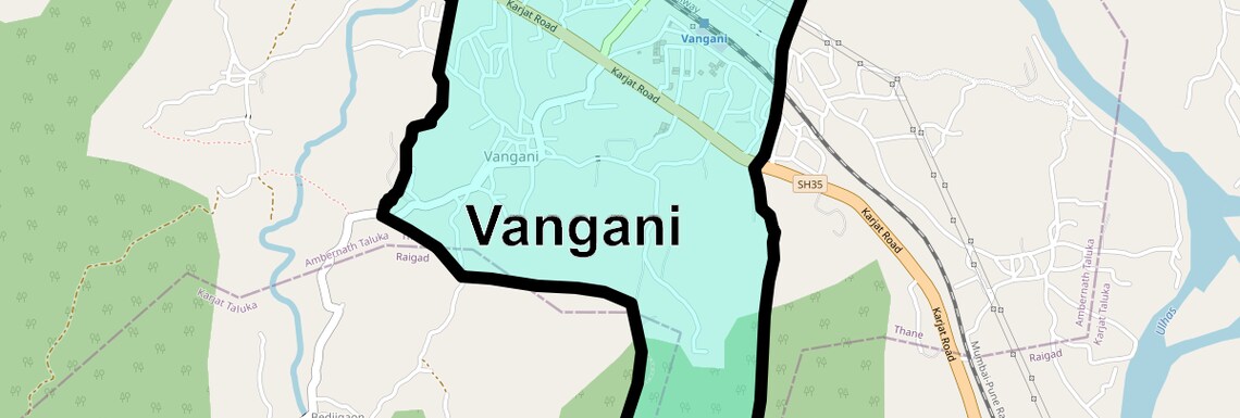 Location Map of Vangani, Thane