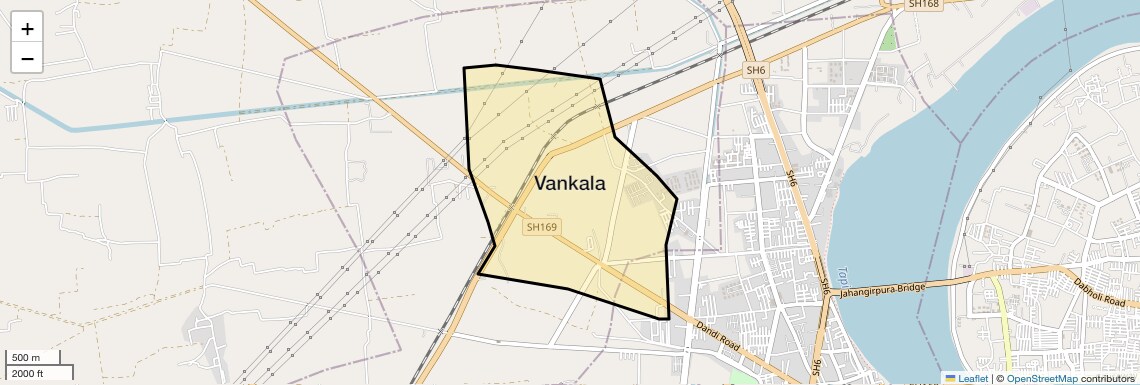 Location Map of Vankala, Surat
