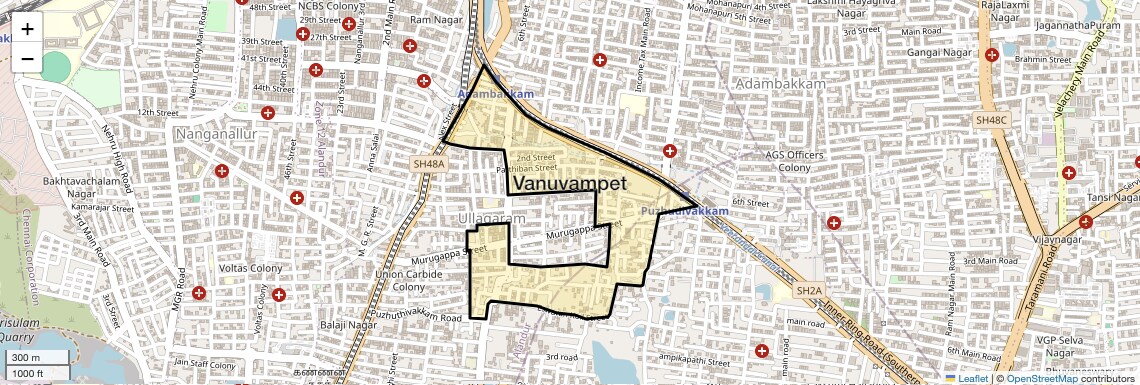 Location Map of Vanuvampet, Chennai