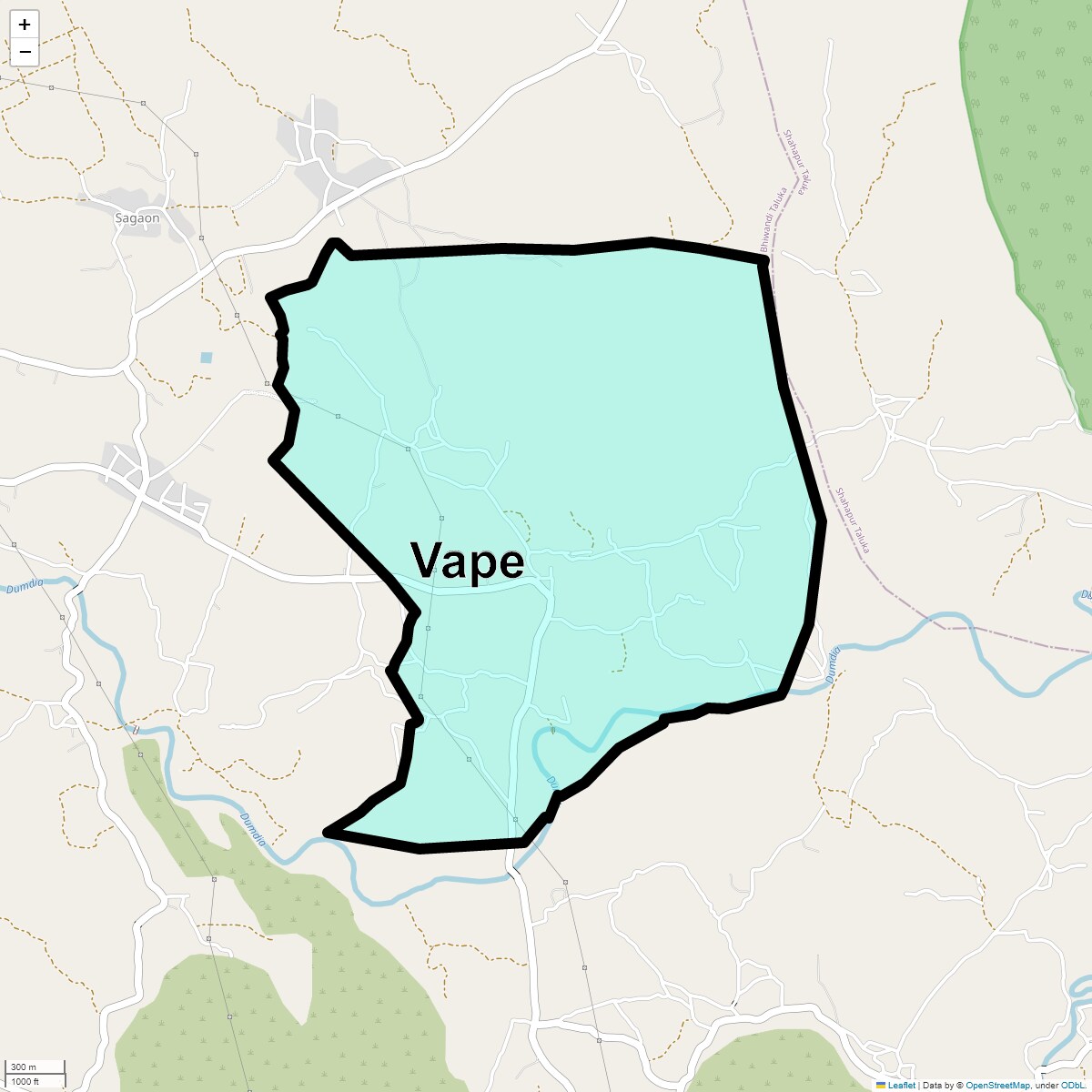 Location Map of Vape, Thane
