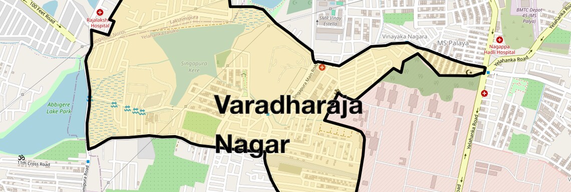 Location Map of Varadharaja Nagar, Bangalore