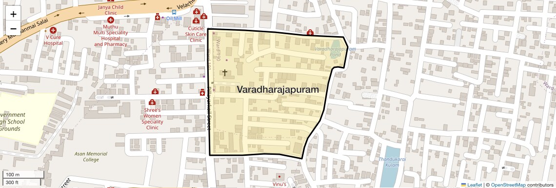 Location Map of Varadharajapuram, Chennai