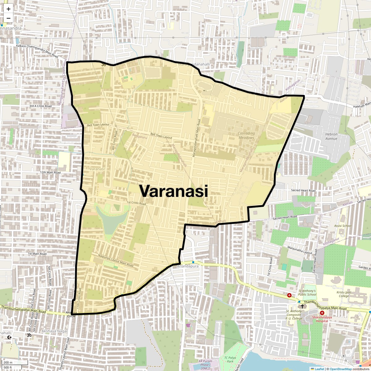 Location Map of Varanasi, Bangalore