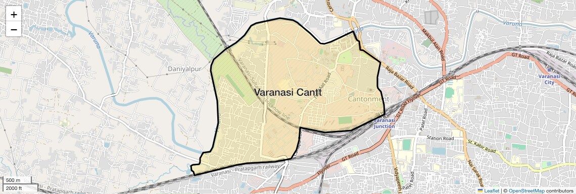 Location Map of Varanasi Cantt, Varanasi