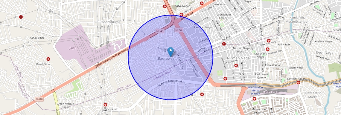Location Map of Vardhman Nagar, Jaipur