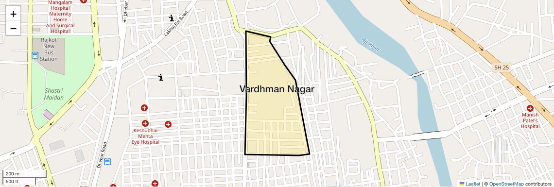 Location Map of Vardhman Nagar, Rajkot