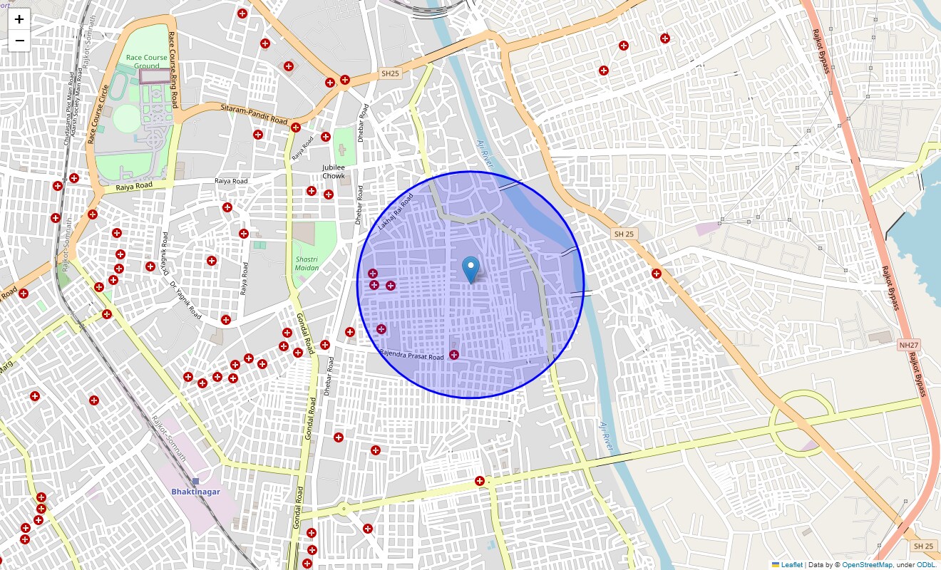 Location Map of Vardhman Nagar, Rajkot