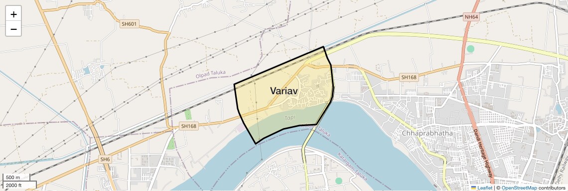 Location Map of Variav, Surat