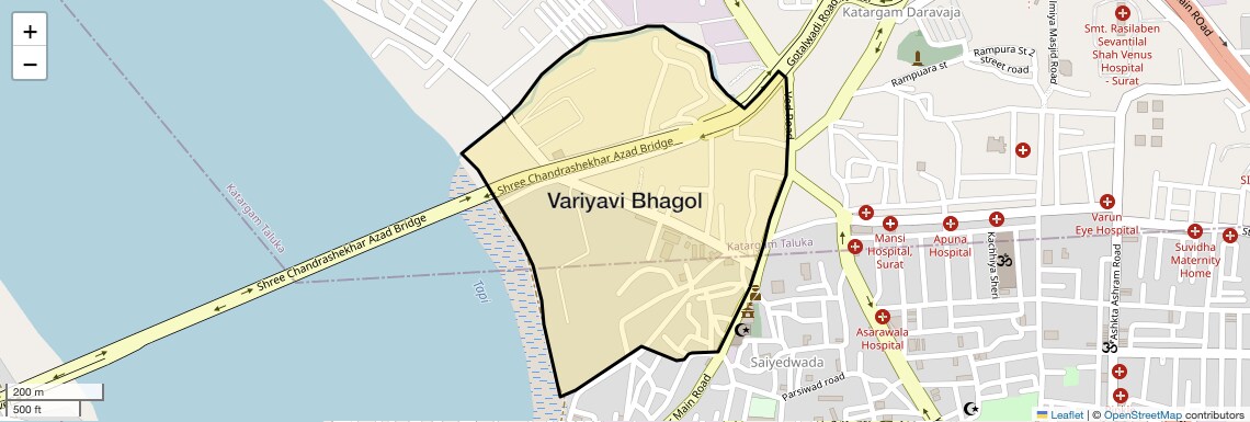 Location Map of Variyavi Bhagol, Surat