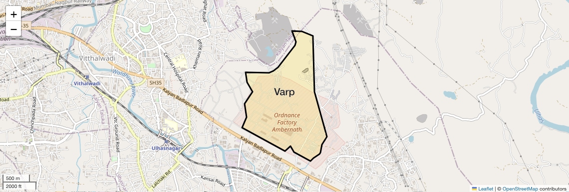 Location Map of Varp, Thane
