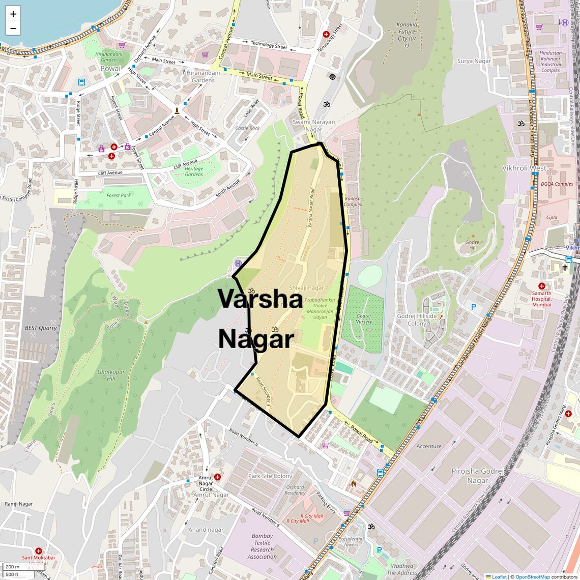 Location Map of Varsha Nagar, Mumbai