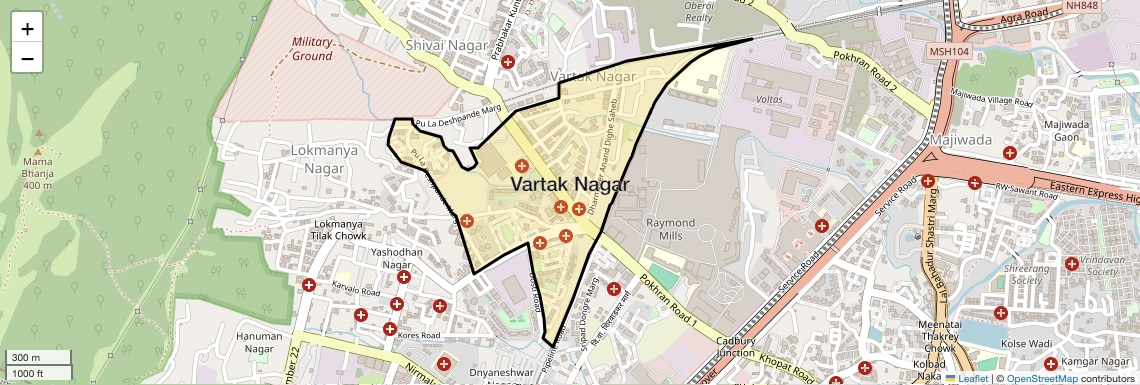 Location Map of Vartak Nagar, Thane