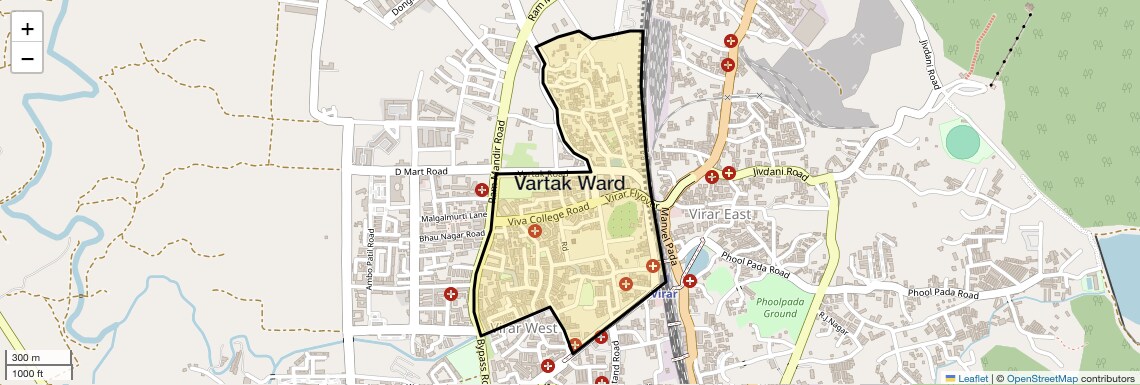 Location Map of Vartak Ward, Palghar