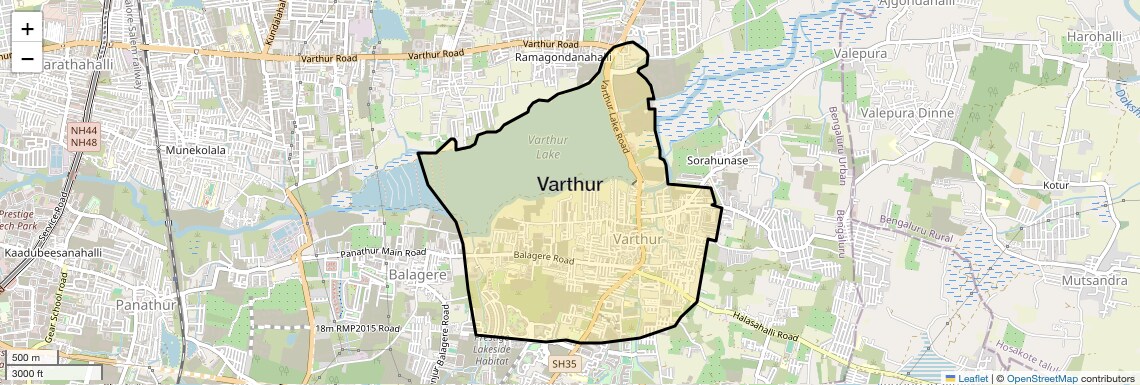 Location Map of Varthur, Bangalore